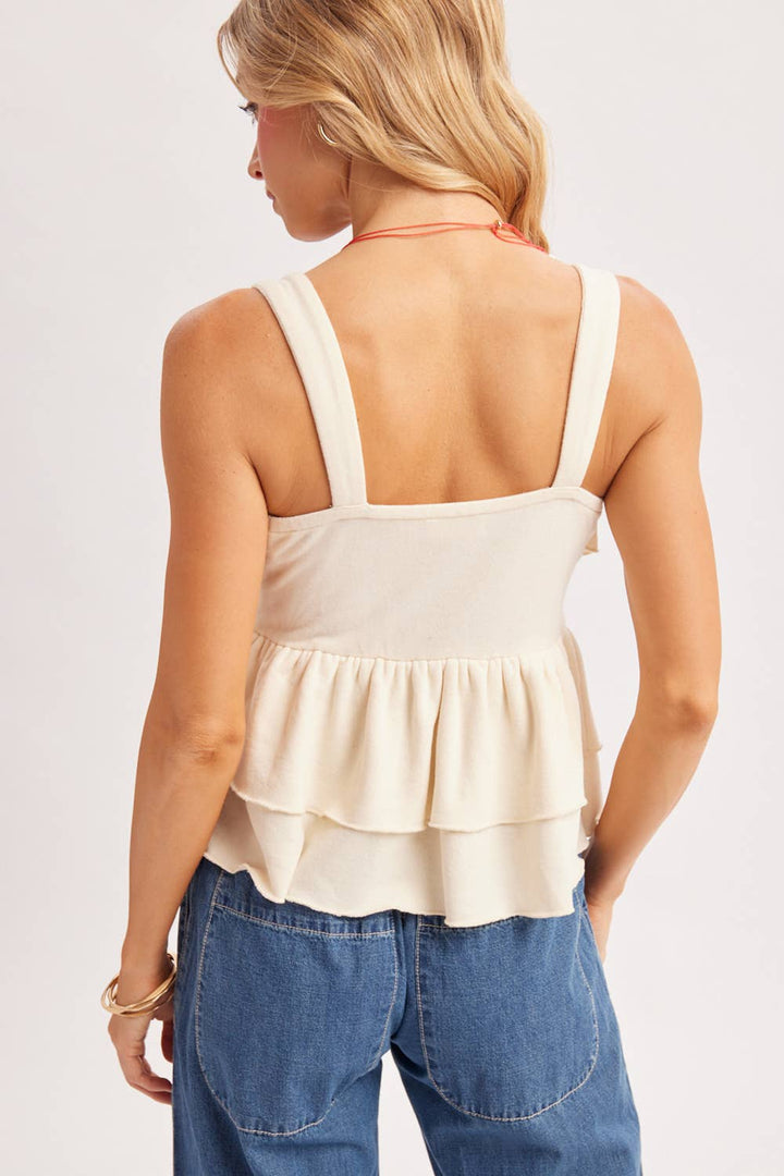 Bluivy Ruffle Tiered Camisole Top Ecru back