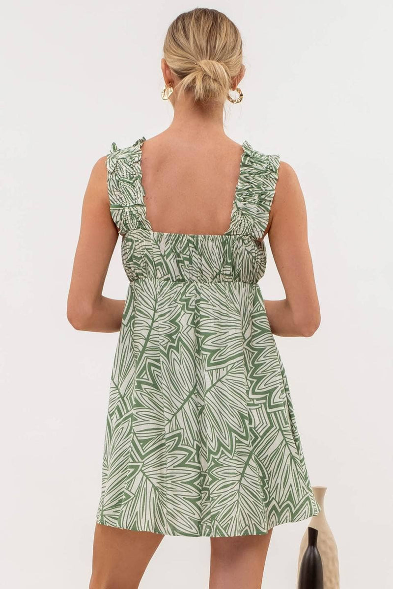 Leaf Print Mini Dress