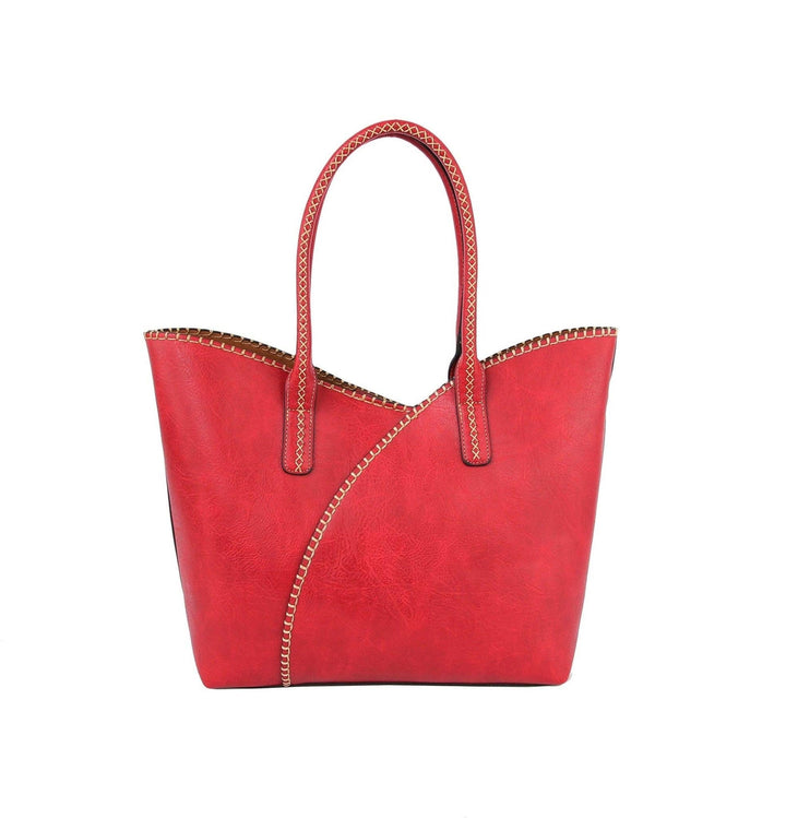 Stitch Trim Detail Shoulder/Tote Set Bag