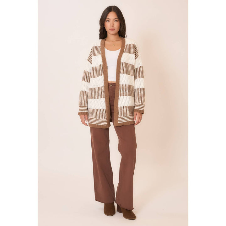 Color Block Knit Open Cardigan