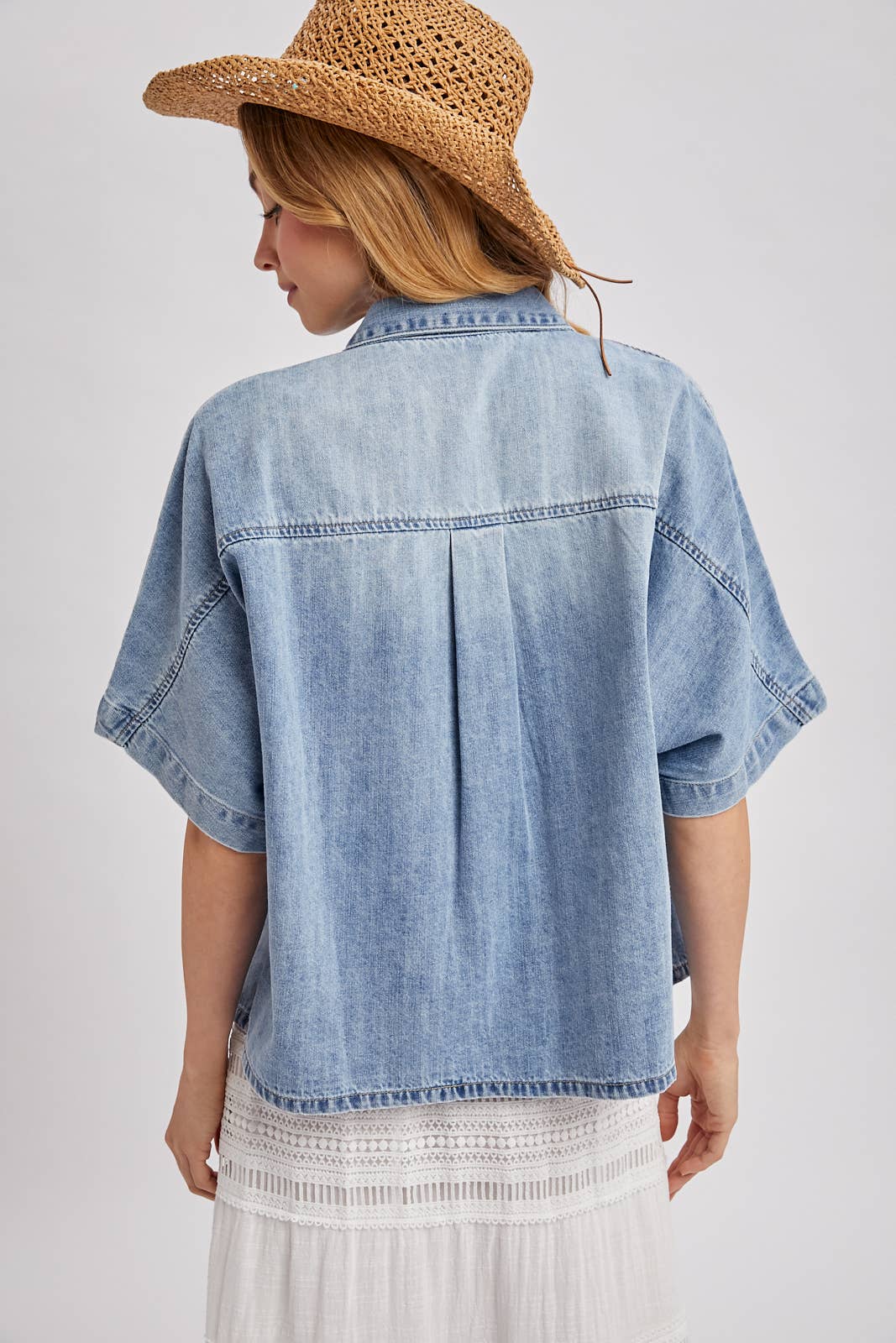 Bluivy Light Wash Denim Button Down Shirt