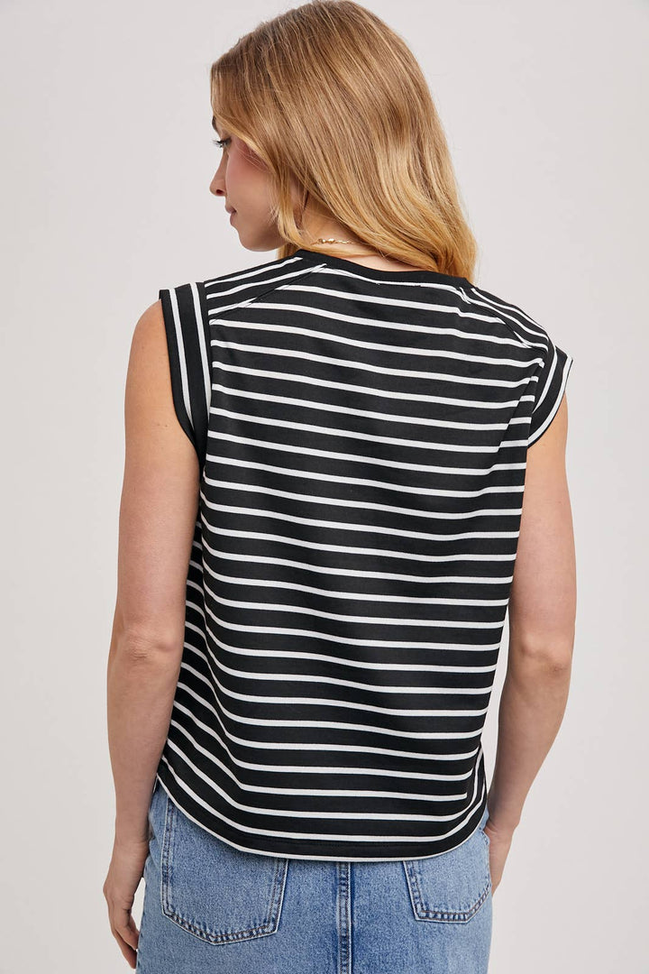 Bluivy Striped Muscle Tee - Black
