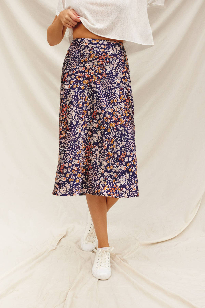 Floral A-Line Midi Skirt