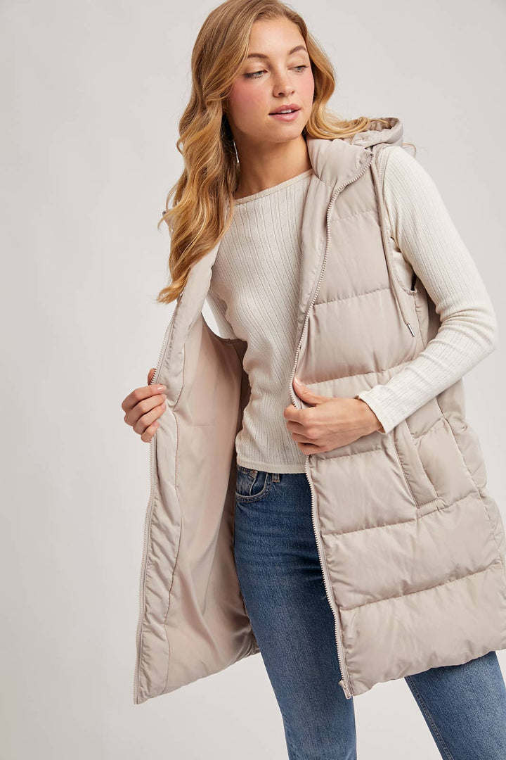 Bluivy - Hooded Longline Puffer Vest