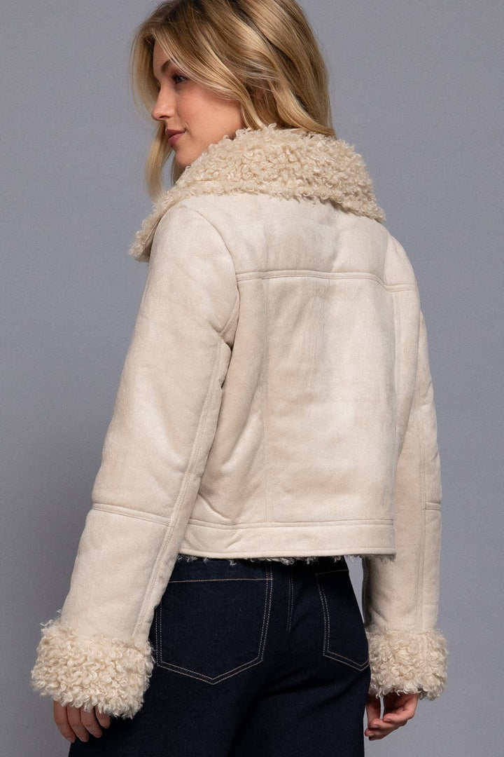 Active USA - Penny Lane Suede Jacket in Cream 1