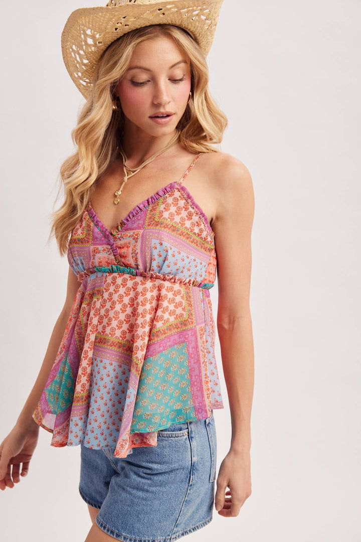 Bluivy - Boho Patchwork Tank Top Blue 3