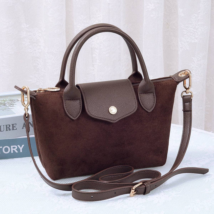 MiMi Wholesale - Britney Suede Double Handle Crossbody Bag chocolate 1