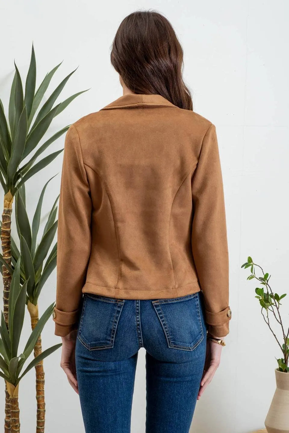 Faux Suede Zip Moto Jacket - Shop Emma's 