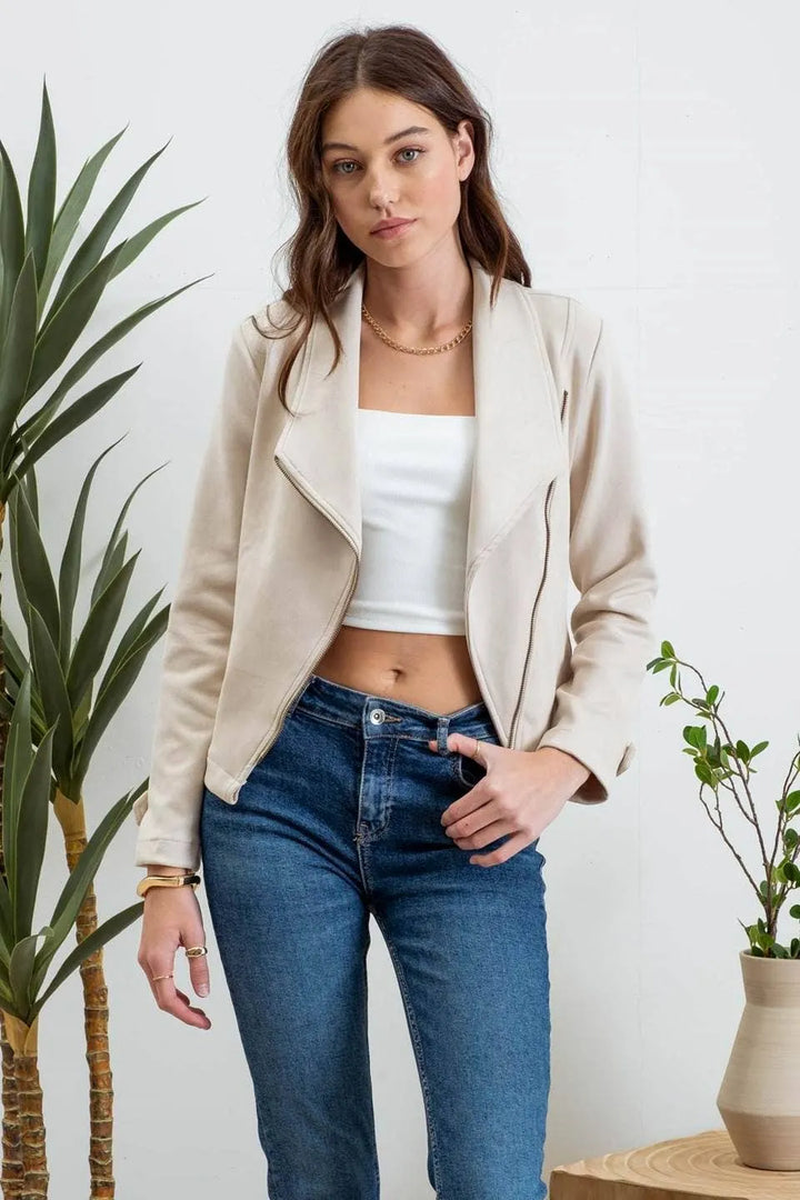 Faux Suede Zip Moto Jacket - Shop Emma's 