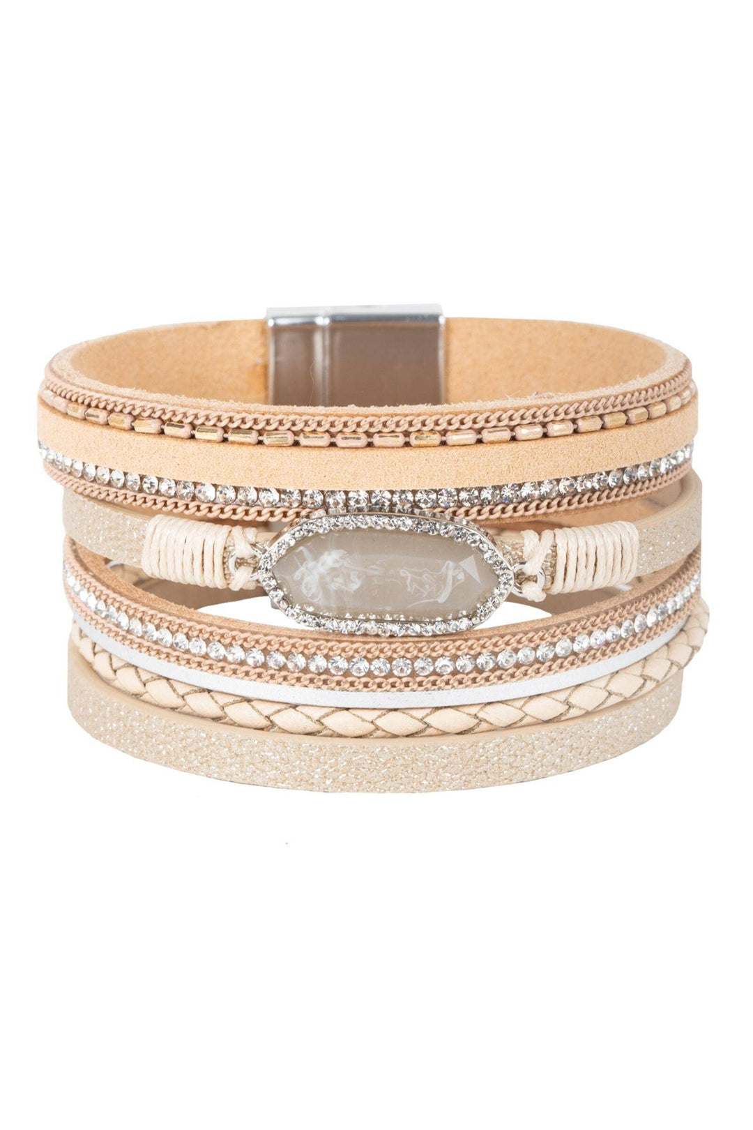 Saachi Reno Resin Stone Leather Bracelet