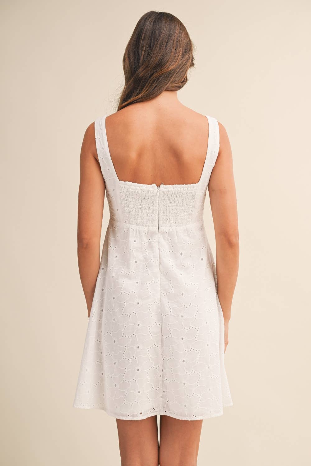 Klesis - Eyelet Empire Flare Mini Dress White 8