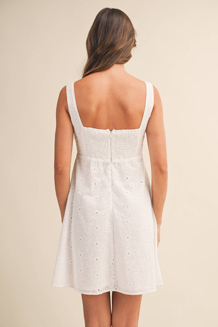 Klesis - Eyelet Empire Flare Mini Dress White 8