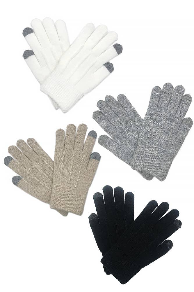 Color Knitted Touch Screen Gloves all color black