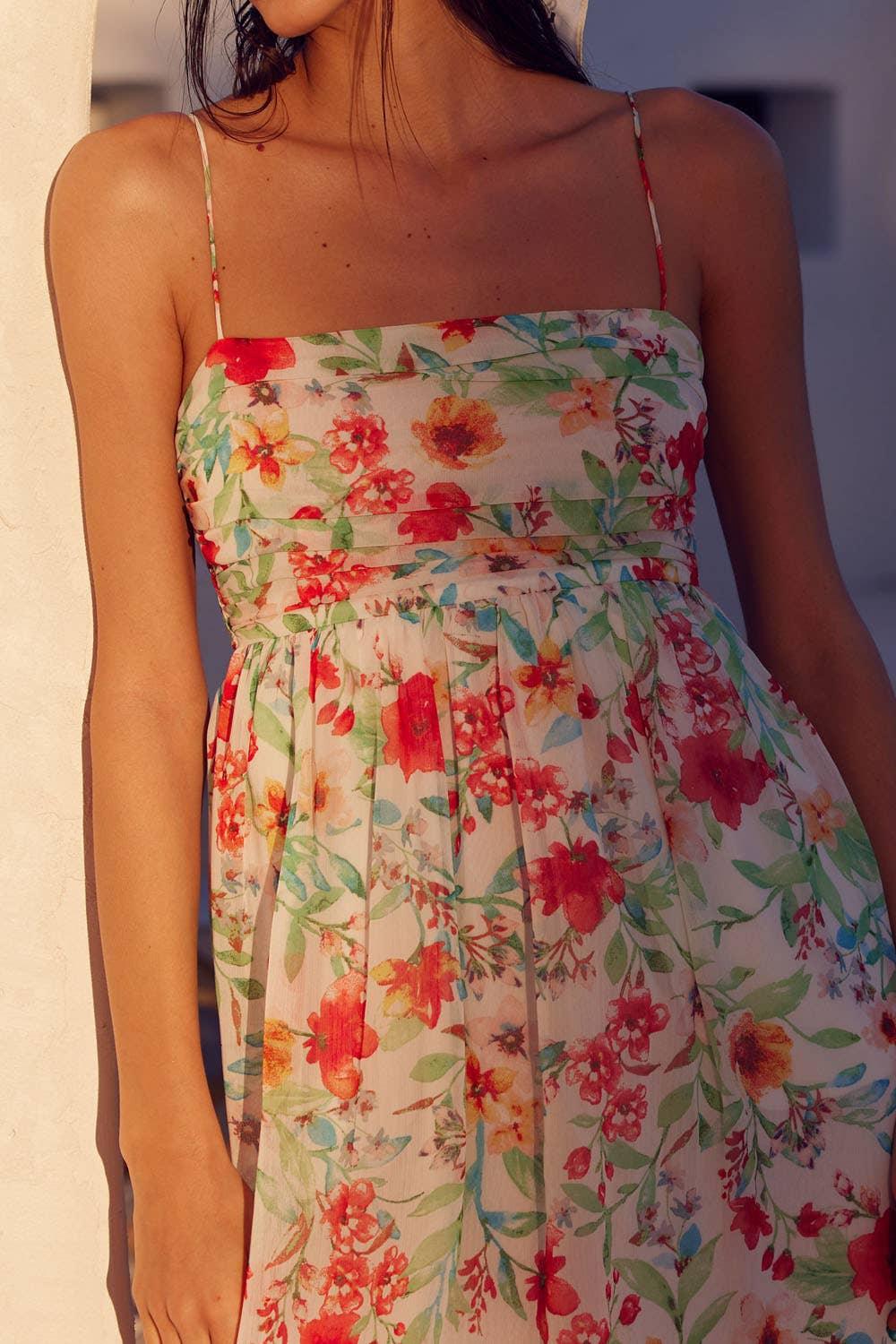 Shop Floral Straight Neck Mini Dress Now at Emma's Boutique