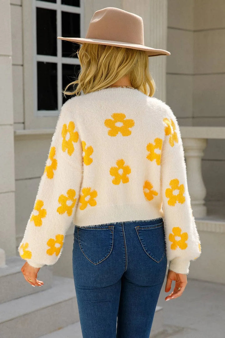 Flower Power Fuzzy Cardigan - Shop Emma's 