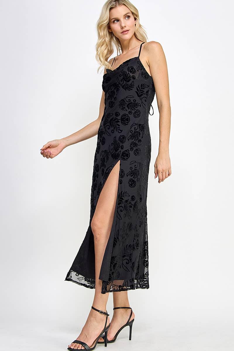 Flower Velvet Burnout Dress - Shop Emma's 