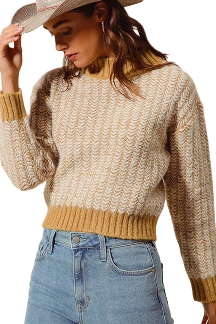 Herringbone Knitted Sweater Top - Shop Emma's 