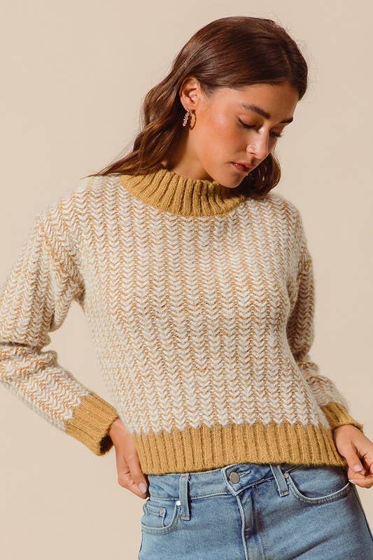 Herringbone Knitted Sweater Top - Shop Emma's 