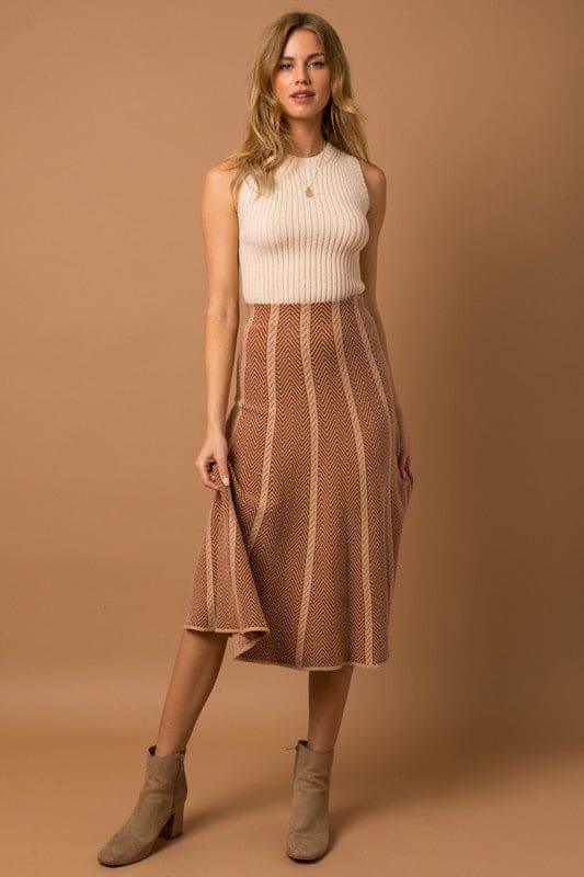 Herringbone Stripe Sweater Skirt - Shop Emma's 