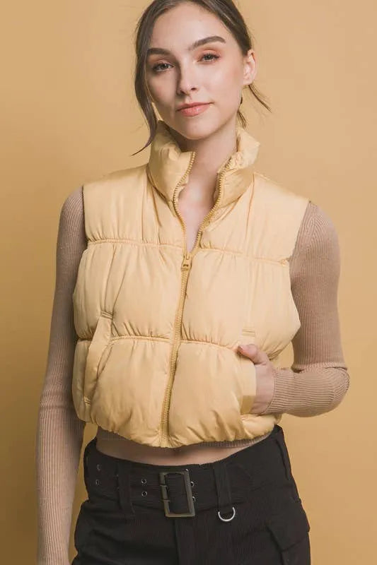 High Neck Zip Up Puffer Vest - Shop Emma's 