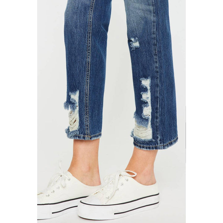 High Rise Button Straight Jeans - Shop Emma's 