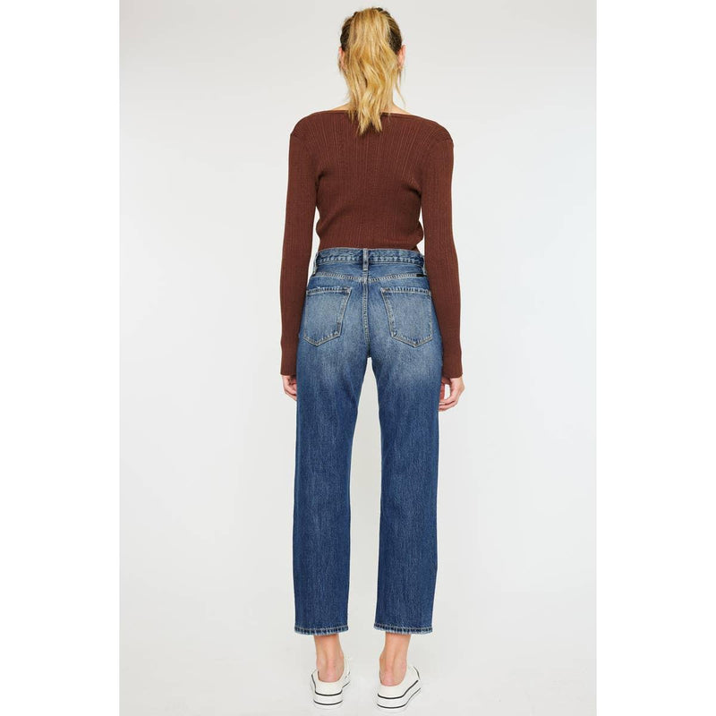 High Rise Button Straight Jeans - Shop Emma's 