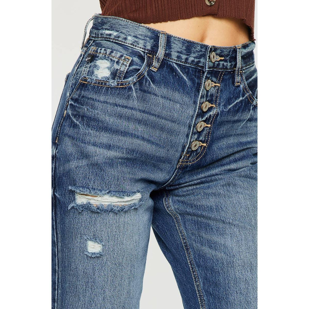 High Rise Button Straight Jeans - Shop Emma's 