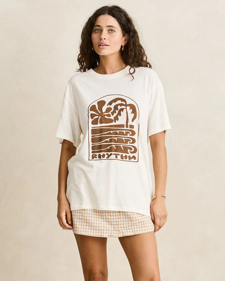 Rhythm Palm And Sun Oversized Tee – Vintage White
