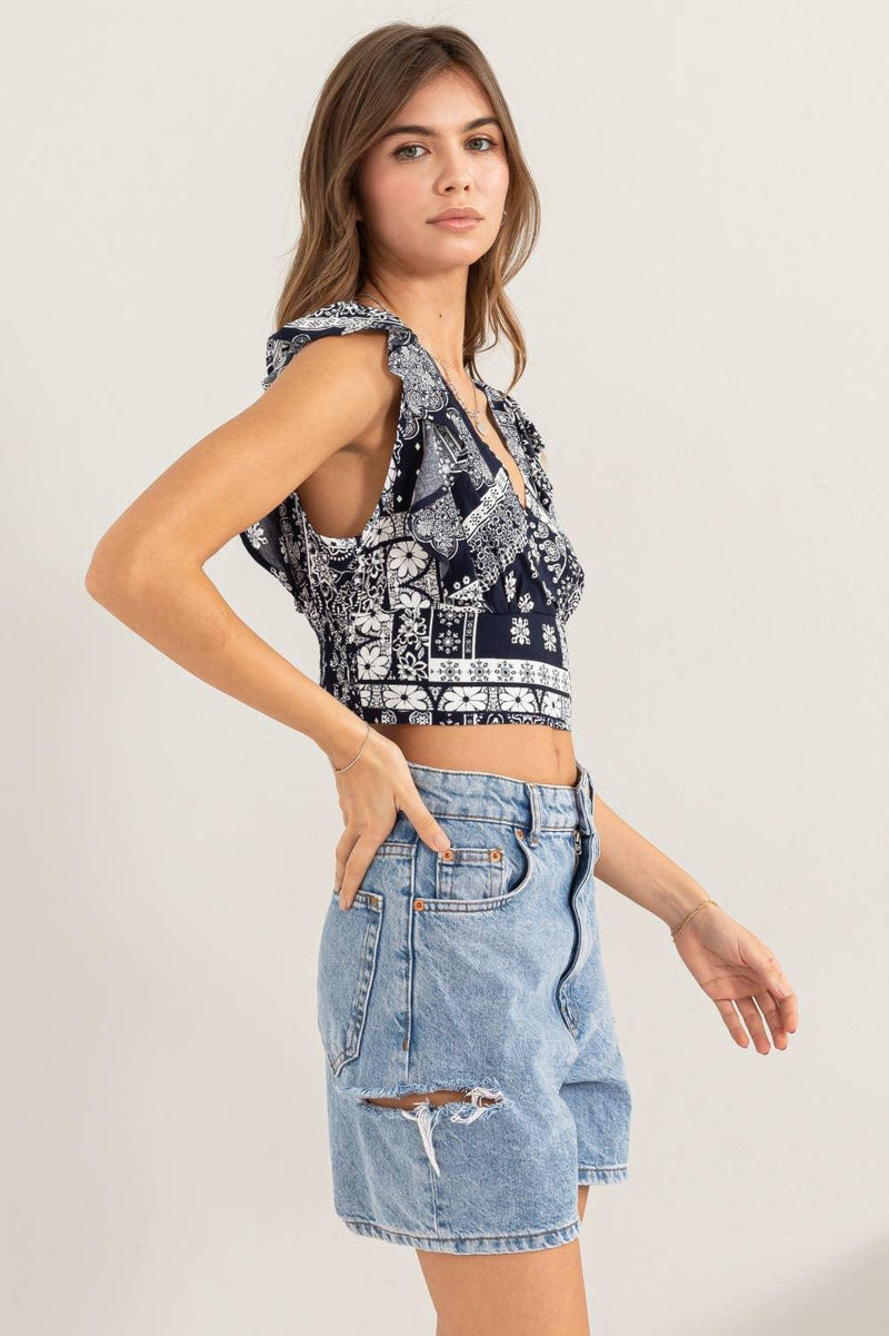 HYFVE Paisley Print Crop Top - Shop Emma's 