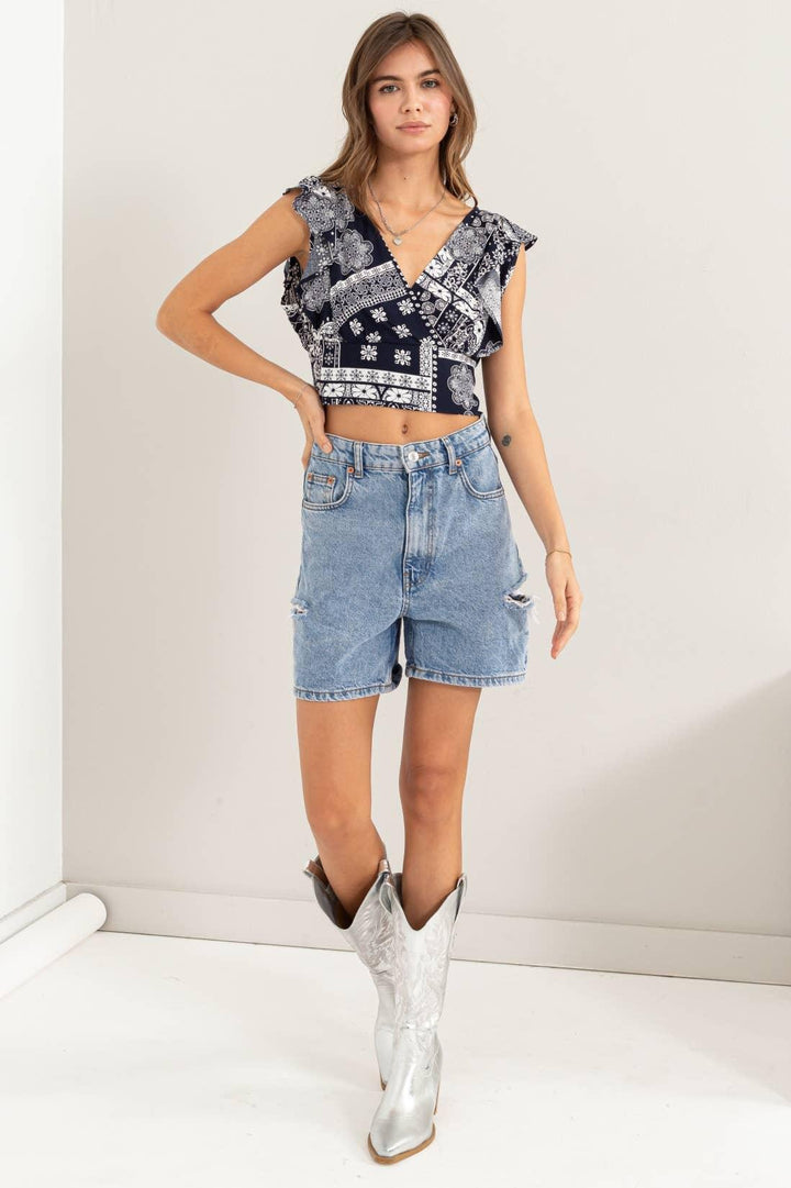 HYFVE Paisley Print Crop Top - Shop Emma's 