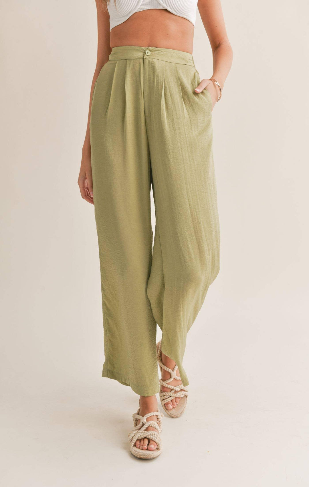 Juicy Pleated Pants: SAGE MINT - Shop Emma's 