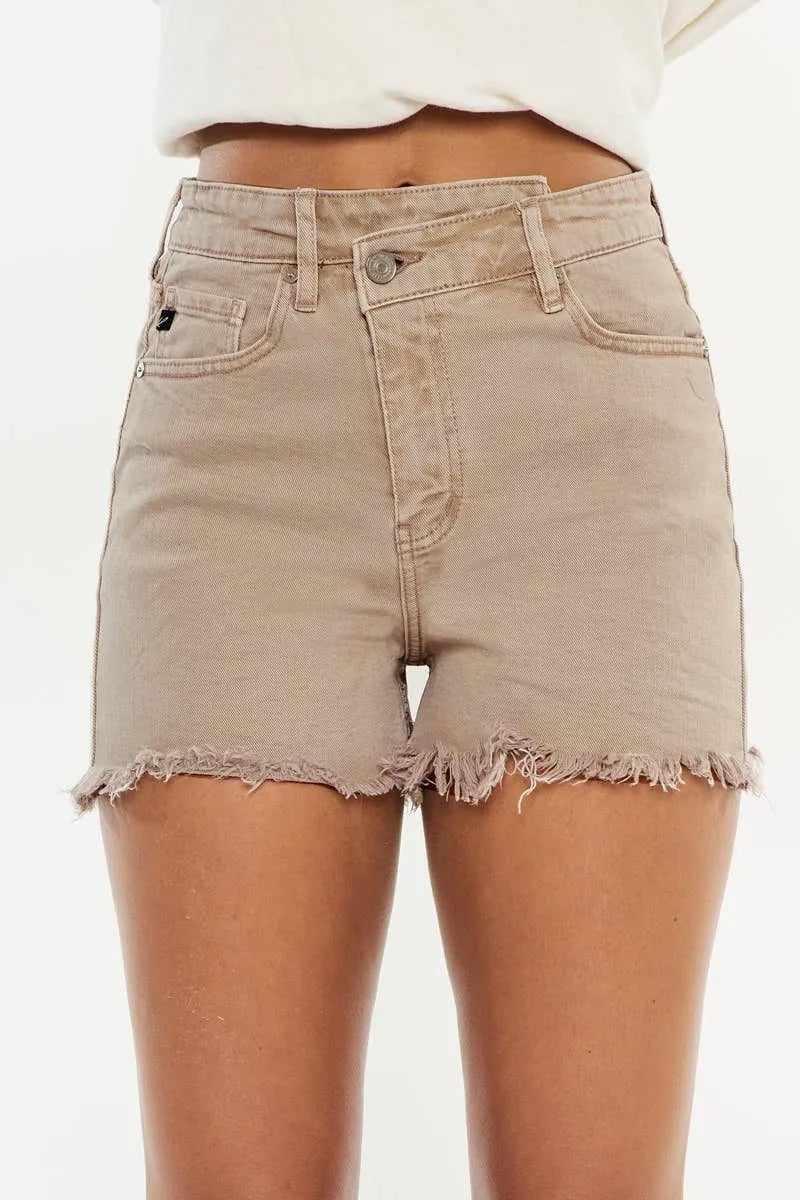 Kan Can Crossover Tan Jean Shorts FINAL SALE - Shop Emma's 