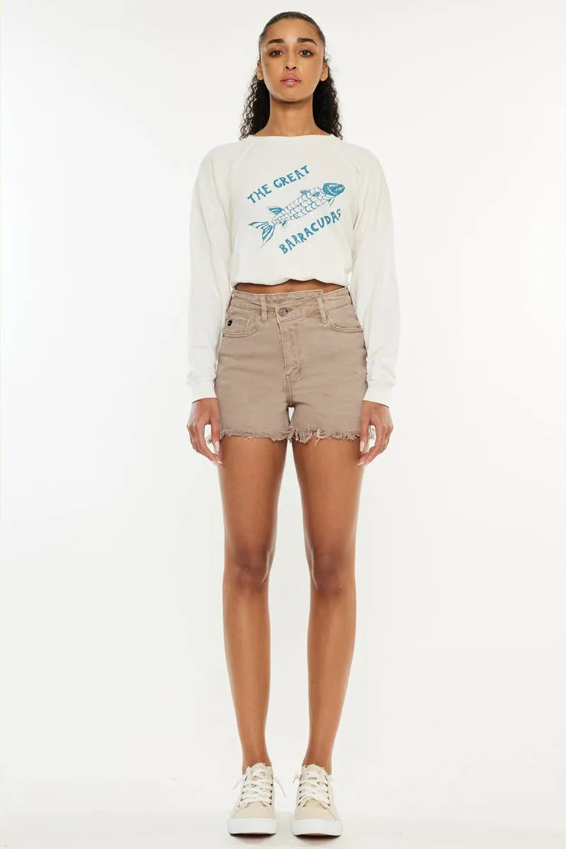 Kan Can Crossover Tan Jean Shorts FINAL SALE - Shop Emma's 