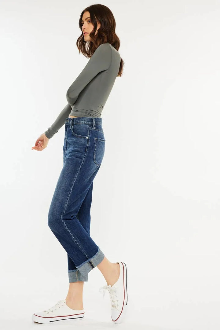 Kan Can High Rise Cuffed Jeans - Shop Emma's 