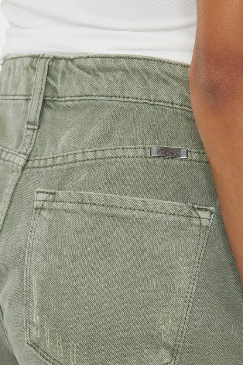 Kan Can USA Frayed Hem Olive Denim Shorts - Shop Emma's 