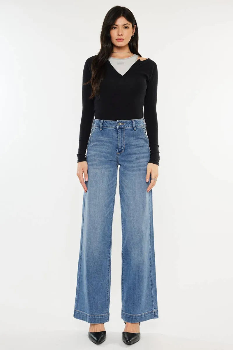 Kan Can Wide Leg High Rise Jeans - Shop Emma's 