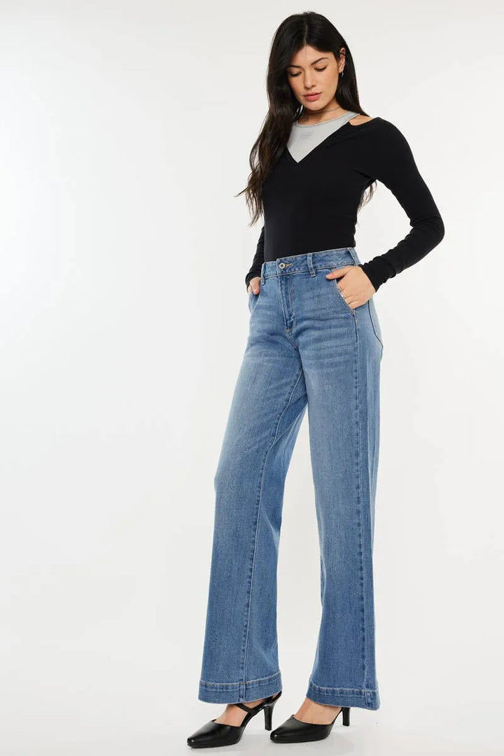 Kan Can Wide Leg High Rise Jeans - Shop Emma's 