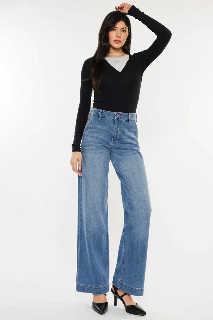 Kan Can Wide Leg High Rise Jeans - Shop Emma's 