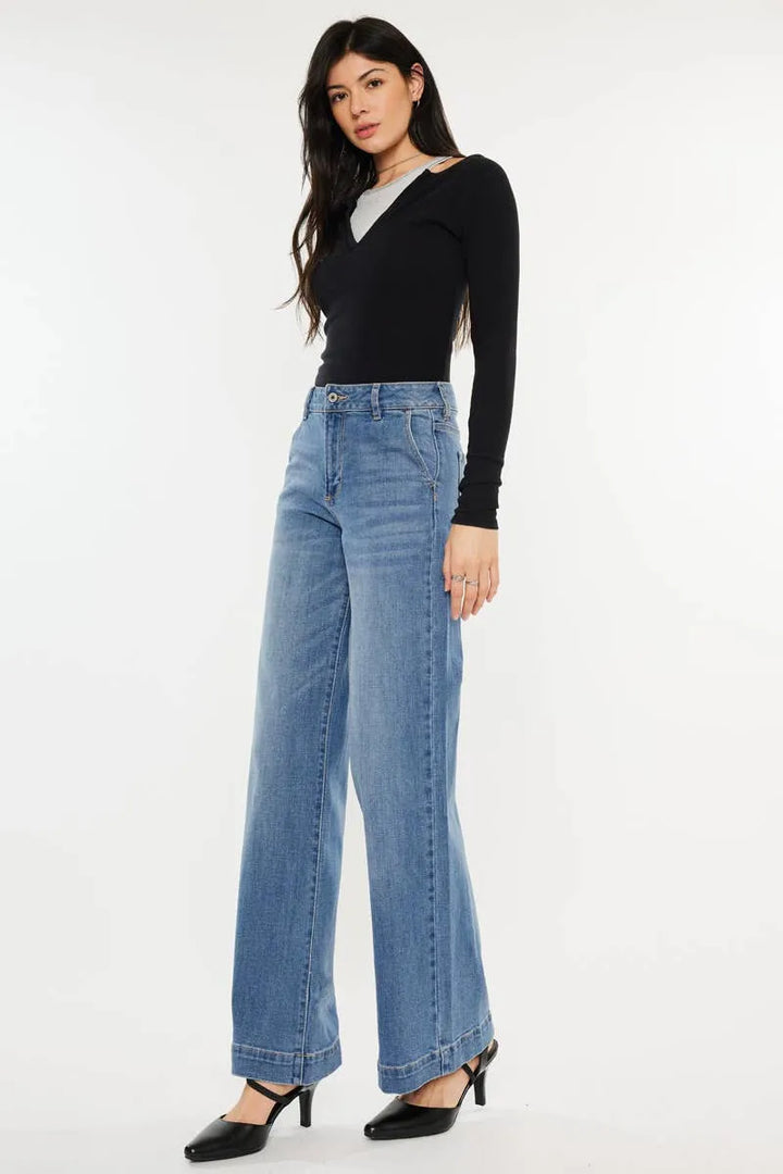 Kan Can Wide Leg High Rise Jeans - Shop Emma's 