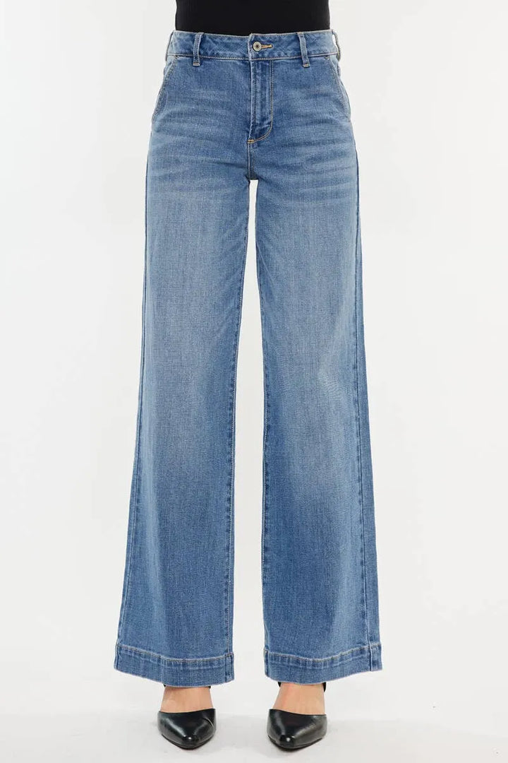 Kan Can Wide Leg High Rise Jeans - Shop Emma's 