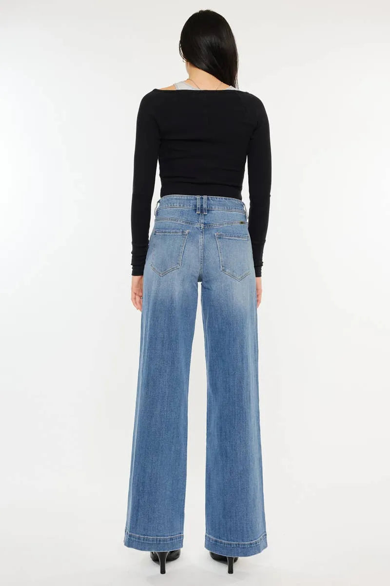 Kan Can Wide Leg High Rise Jeans - Shop Emma's 