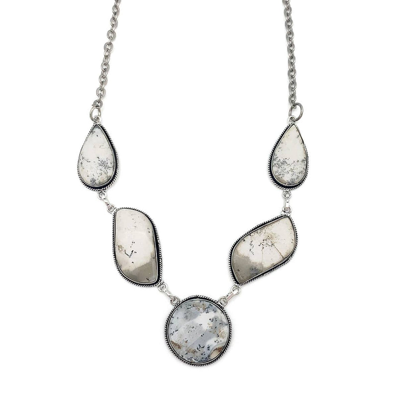 Kashi Semiprecious Stone Bib Necklace - Dendritic Opal - Shop Emma's 