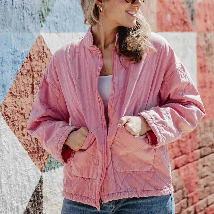 Katydid Washed Quilted Jacket Pink - Shop Emma's 