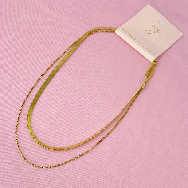 Layered Herringbone Chain Necklace - Shop Emma's 
