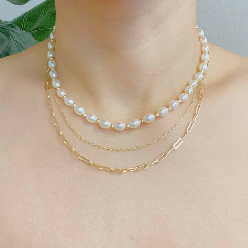 Layered Pearl And Chain Necklace - Shop Emma's 