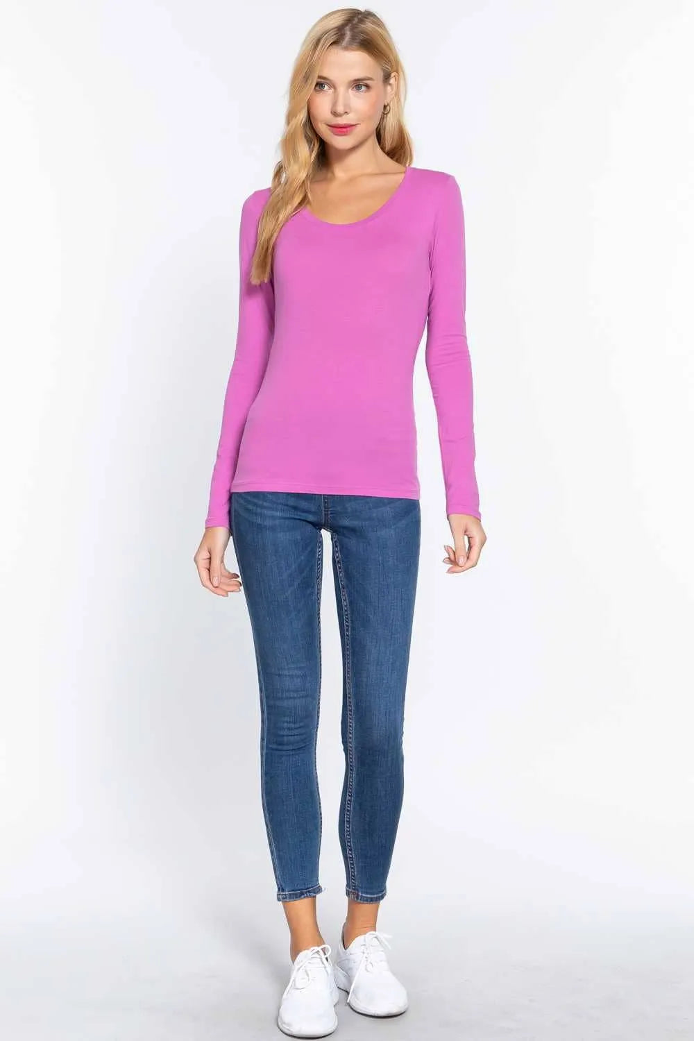 Long Sleeve Scoop Neck Basic Top - Shop Emma's 