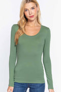 Long Sleeve Scoop Neck Basic Top - Shop Emma's 