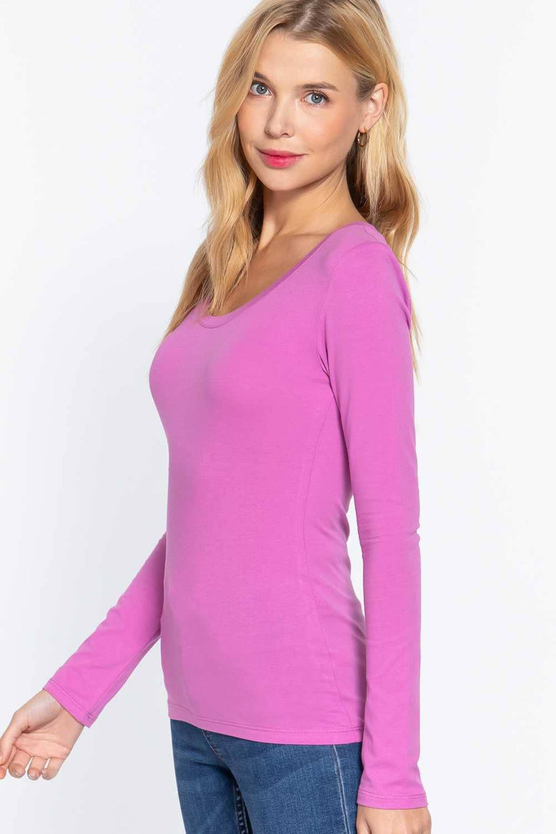 Long Sleeve Scoop Neck Basic Top - Shop Emma's 