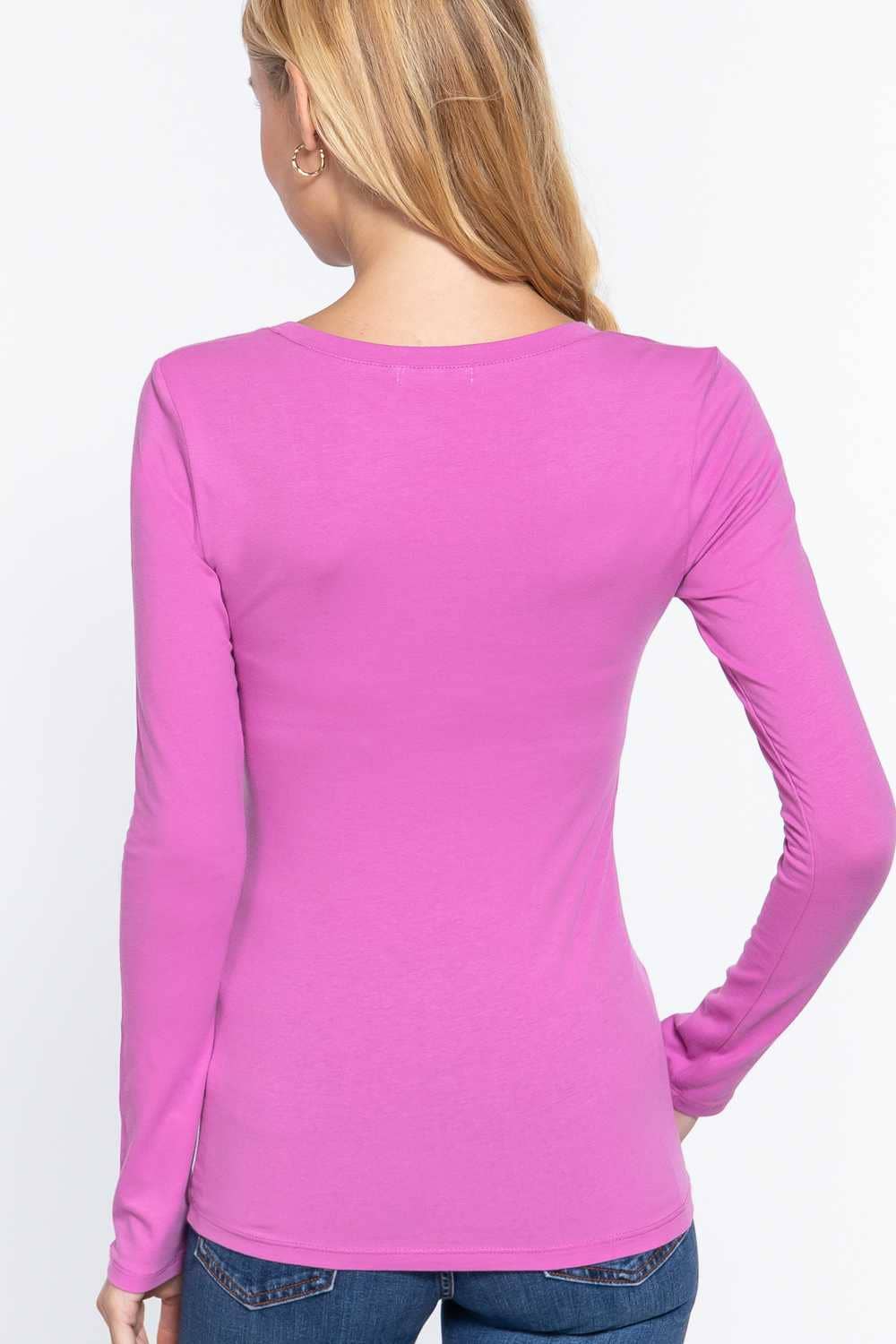 Long Sleeve Scoop Neck Basic Top - Shop Emma's 