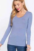 Long Sleeve Scoop Neck Basic Top - Shop Emma's 